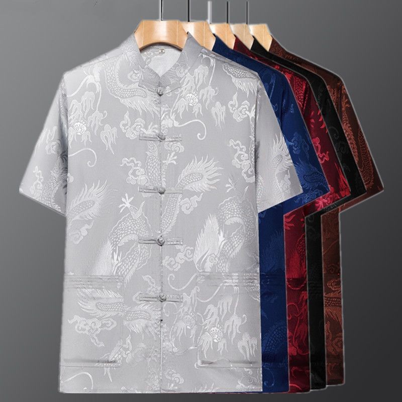 Kemeja Pria Gaya Cina Baru Ukuran Besar/Hanfu/Pakaian Tradisional Tiongkok