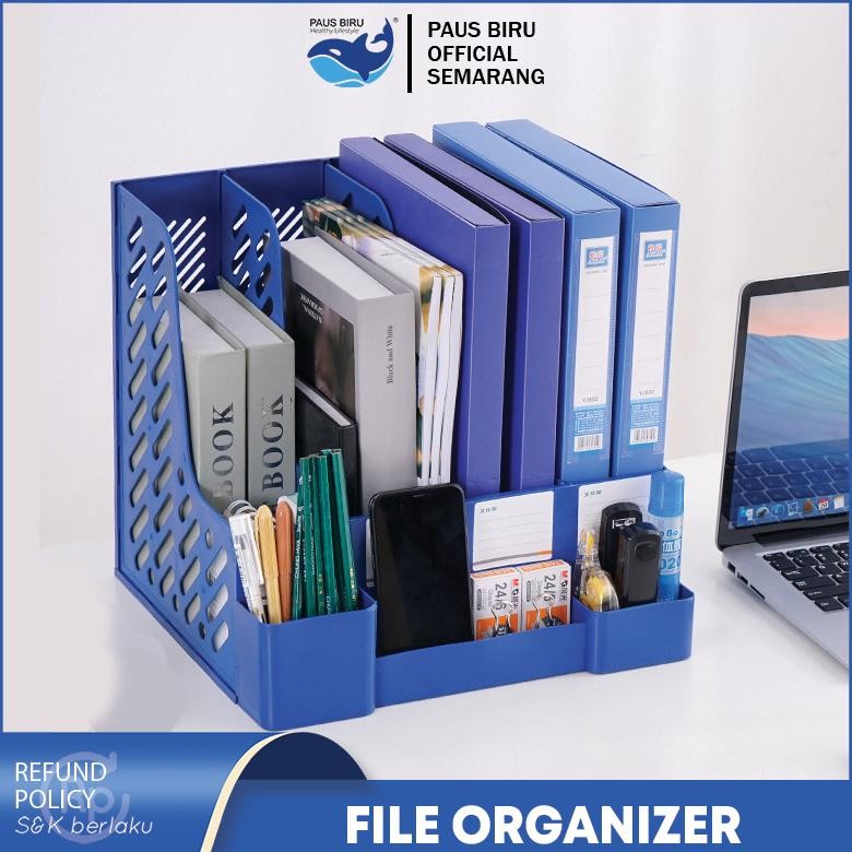 

Paus Biru - Rak Buku Organizer File dengan Tempat Pena Box File Tempat Buku Tempat Penyimpanan Berkas Kantor
