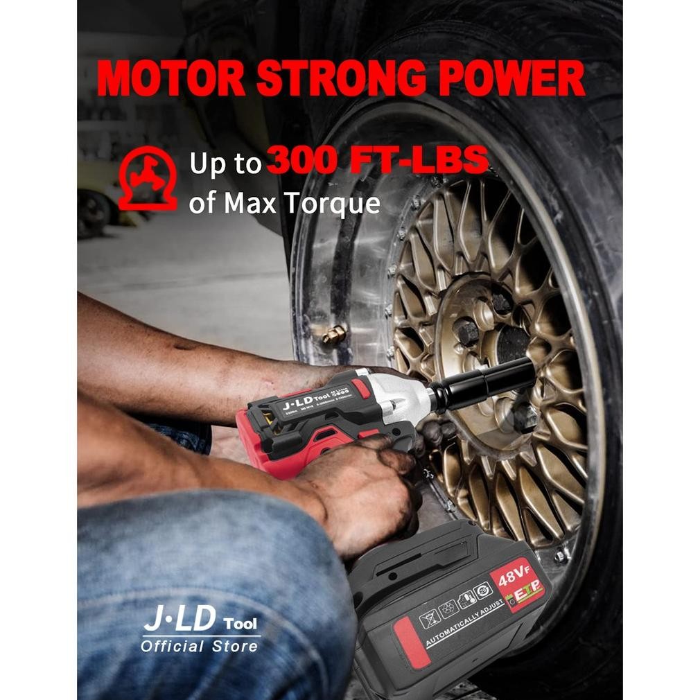 JLD 1M Cordless Impact Wrench Brushless 350N.M Impact Baterai 48VF MESIN BOR JV88 UNTUK BAUT MOBIL I