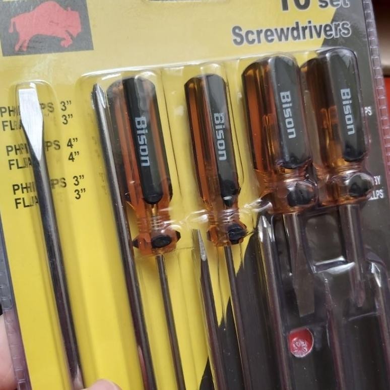 Segera Obeng Set 10Pcs 10 Pcs Radio Cebol Min Plus Minus 2" 3" 4" 6" - Bison