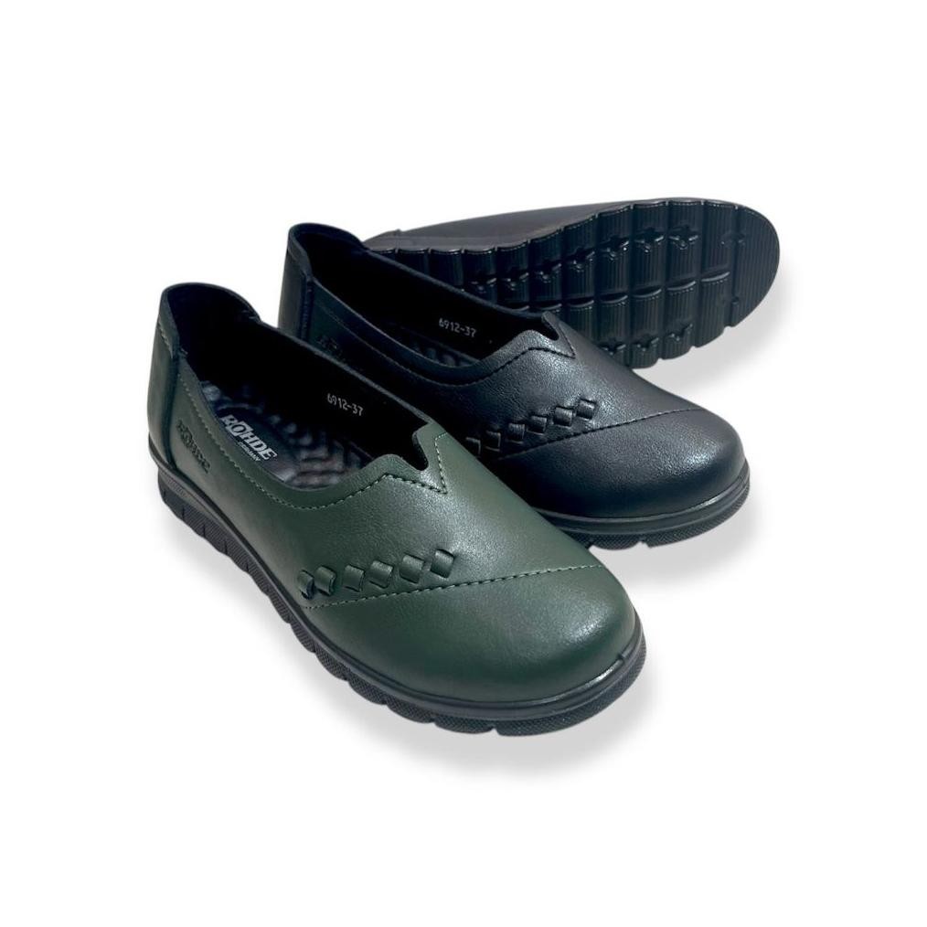 KEKINIAN ROHDE LADIES 6912 SEPATU CASUAL WANITA WARNA BLACK DAN GREEN ORIGINAL KULIT ASLI TERLARIS