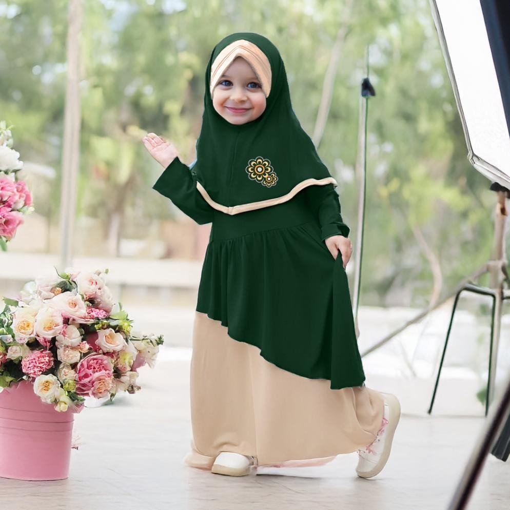 Pilihan Tepat Milmode - Gamis Anak Arafah + Hijab (6 Bulan - 6 Tahun)