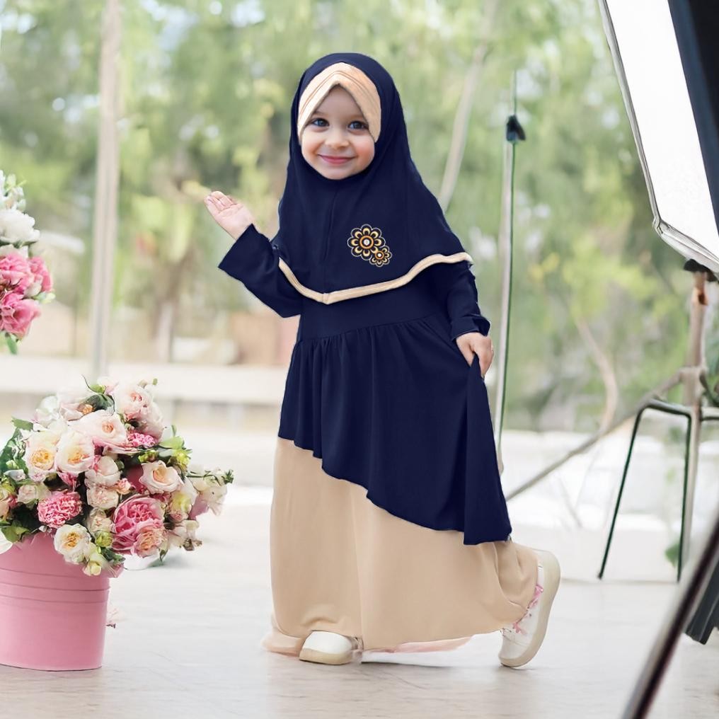 Sempurna Milmode - Gamis Anak Arafah + Hijab (6 Bulan - 6 Tahun)