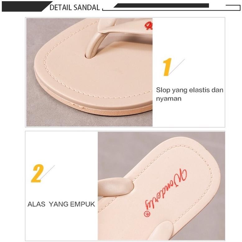 Bahan Terbaik Sendal Jepit Jelly Wonderly 1001-2 Wanita Elegan
