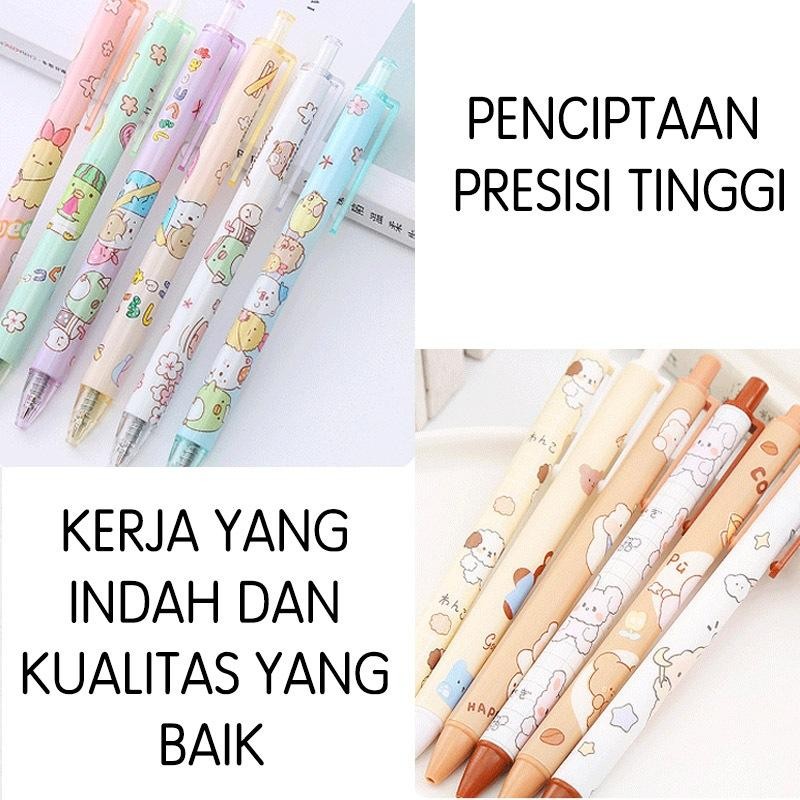 

6Pcs Pulpen Gel Set Pena Pen Lucu 0.5Mm Pulpen Aesthetic Gel Pen Pulpen Tinta Hitam Alat Tulis Stationery Bulpen