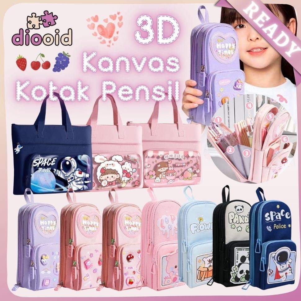 

[Ready]Pencil Case Hiasan Glitter Karakter 3D Model Tas Lucu Korea Kapasitas Besar
