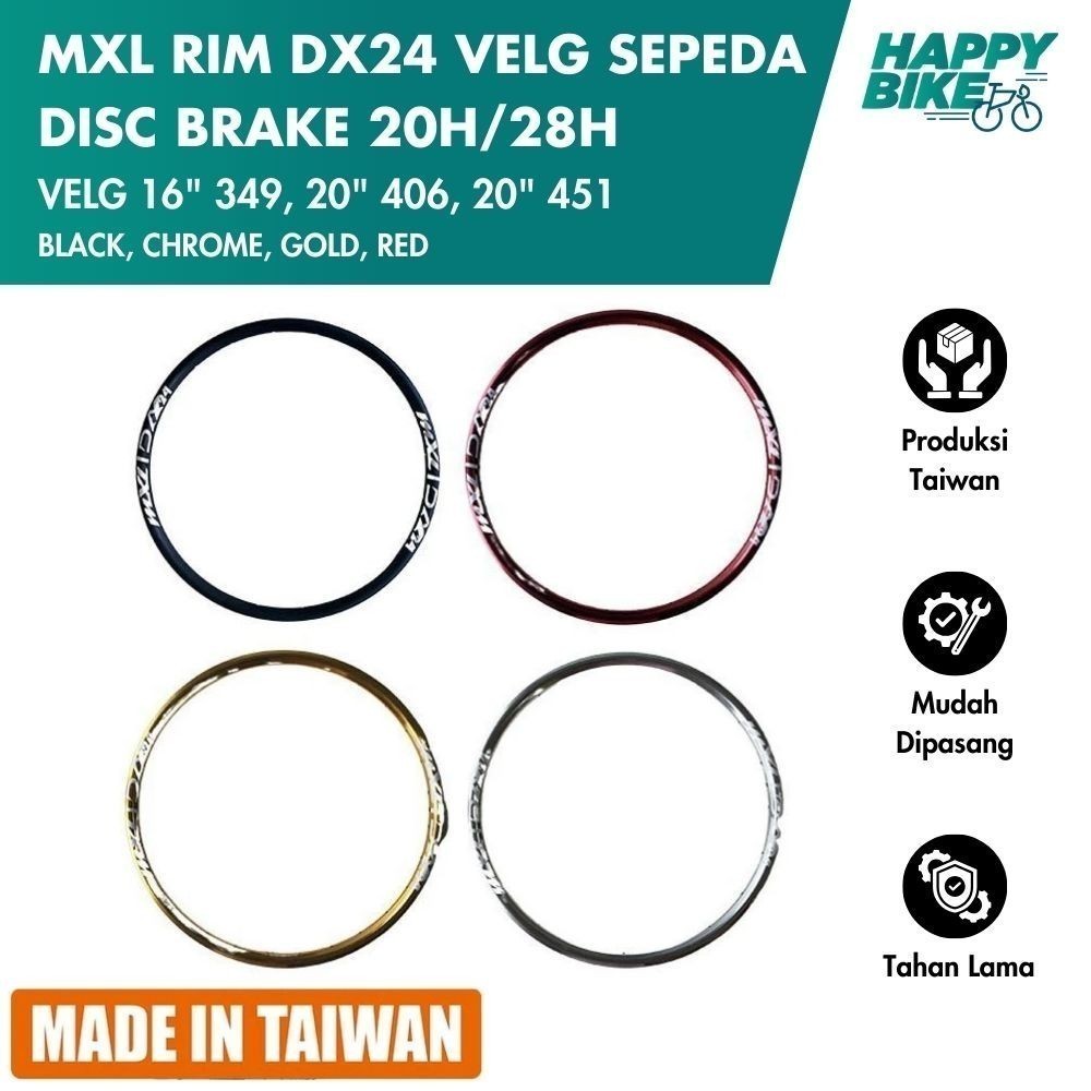 MXL Rim DX24 Sepeda Lipat  Discbrake  20 451 20Hole/28Hole