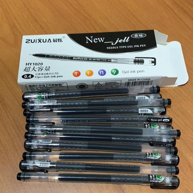 

Revolusioner (12Pcs) Bolpen New Jell Hitam Biru Merah / Gel Ink Pen Zuixua Apple