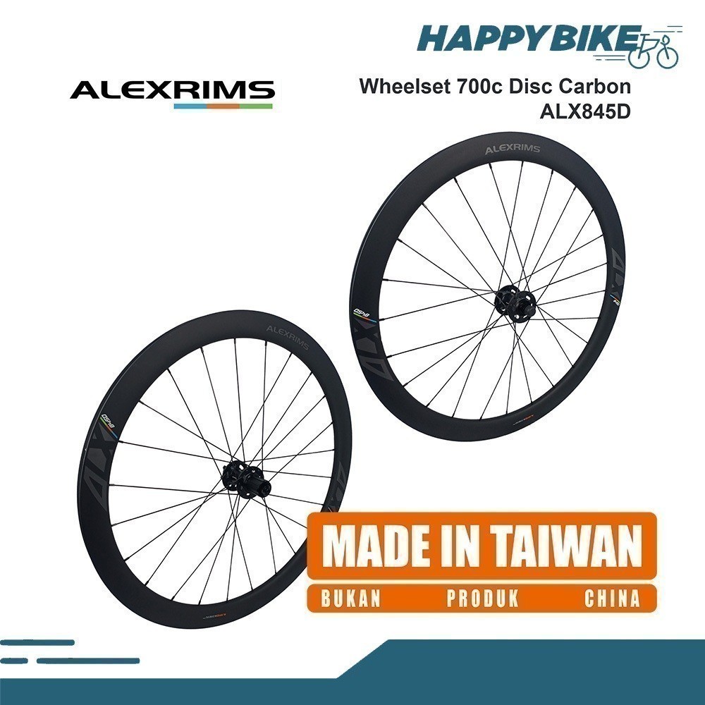 HAPPY BIKE  WHEELSET SEPEDA ROADBIKE ALEXRIM ALX845D  CARBON  DISCBRAKE 700c