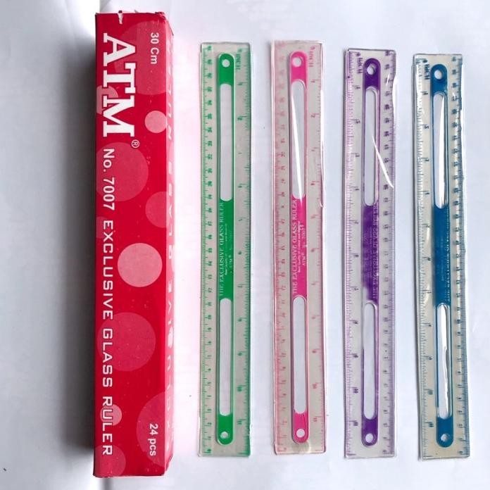 

Nikmati Penggaris Atm 30 Cm Plastik Mika Isi 1 Box 24 Pcs / Penggaris Atm Bening Murah