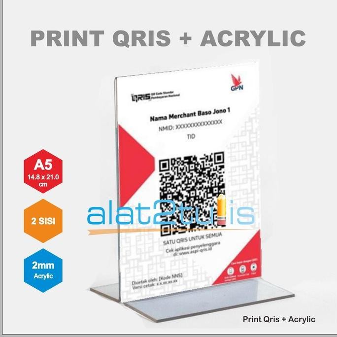 

MURAH Print Cetak Qris + Acrylic Ariklik A5 | 2 sisi