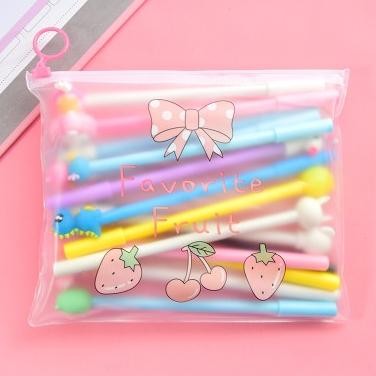 

Praktis Pulpen Gel Karakter Lucu Set Isi 20Pcs Pena Free Zipper Pouch Tempat Pensil Transparan Murah Stockami A15