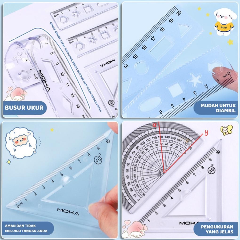 

Momen Spesial Aimilo Penggaris Segitiga Busur Dan Lurus Fancy Anak / Premium Ruler
