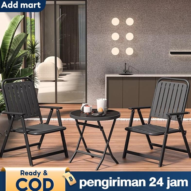 NEW Kursi Teras Mewah Kursi Lipat Sandaran Tinggi Modern Kursi Plastik PP Tahan UV Kursi Lipat Pipa 