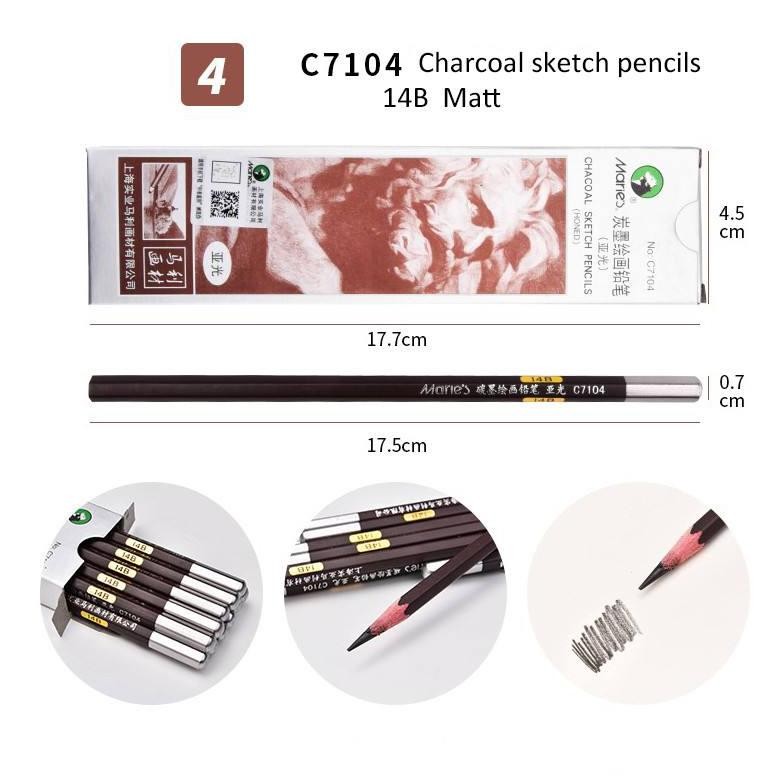 

Promo Maries Charcoal Sketch Pencil C7104-14B & Super Dark Drawing Pencil C7112-12B Per Pcs Kualitas Tertinggi