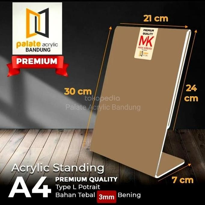 

TERMURAH Akrilik Tent Card A4 L Portrait tebal 3mm/ Acrylic Tent Holder A4