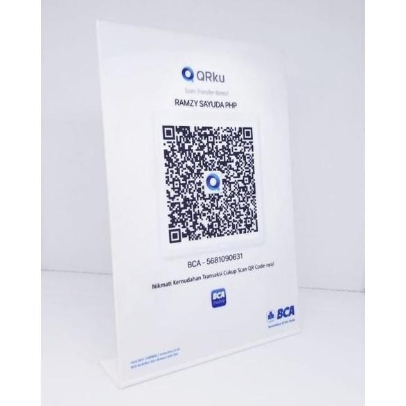 

JUAL Code QR Stand Acrylic Display A5 UV Print SignBoard
