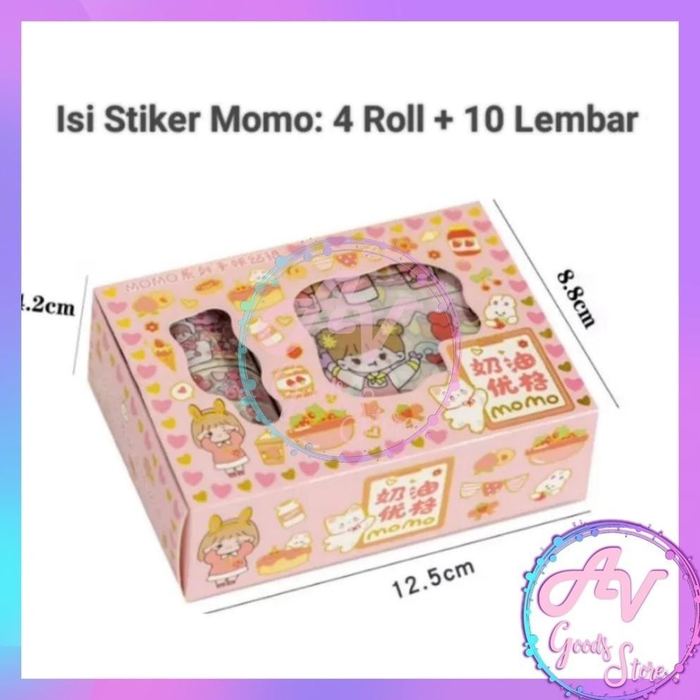 

Solusi 1Box Sticker Momo Set / Sticker Roll Momo Set / Washi Tape Isolasi Sticker Momo Fancy