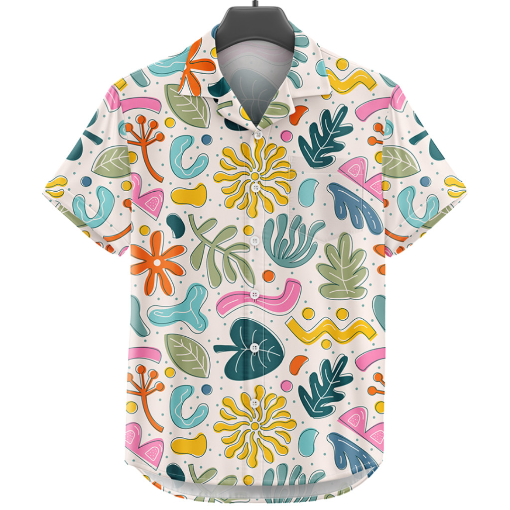 GOKS Baju Shirt Kemeja Motif Pria Wanita Unik Bermotif Kekinian 558 DAUN PASIR