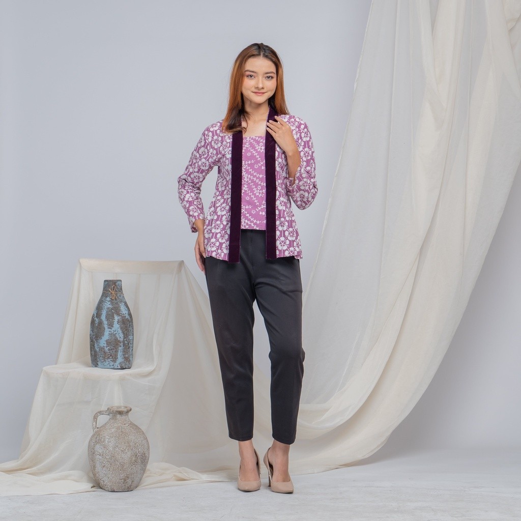 Sale Kebaya Kutubaru Batik Beludru Modern Outfit Kondangan Lilac - Langitjua Batik Solo