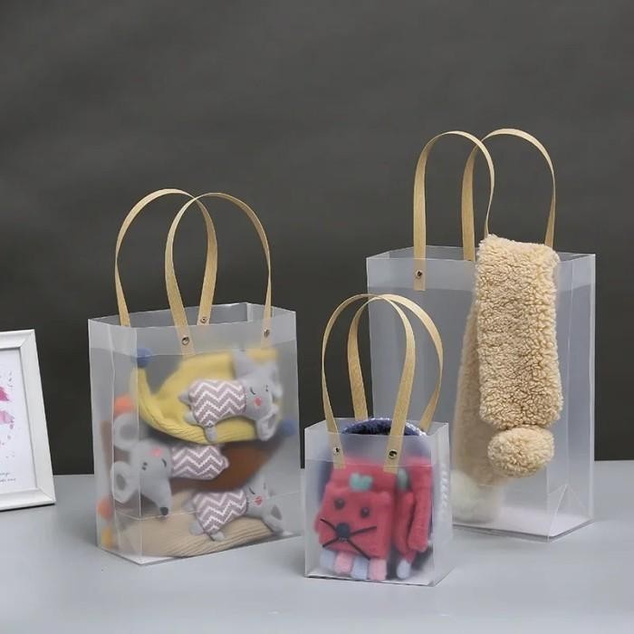 

Autoshope Tote Bag Buram Tali Coklat Tas Mika Plastik Pvc Doff Buram Kantong Bungkus Kemasan Souvenir Tas Kado Ulang Tahun Tenteng Jinjing Transparan Transparant Gift Goodie Bag Doff Kantung Hampers Premium Lebaran Natal Hari Raya