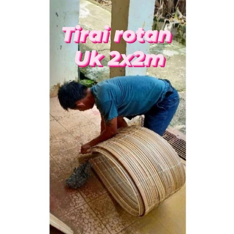 TIRAI ROTAN LUNJUNG NATURAL OUTDOOR LENGKAP DENGAN TALI GULUNG