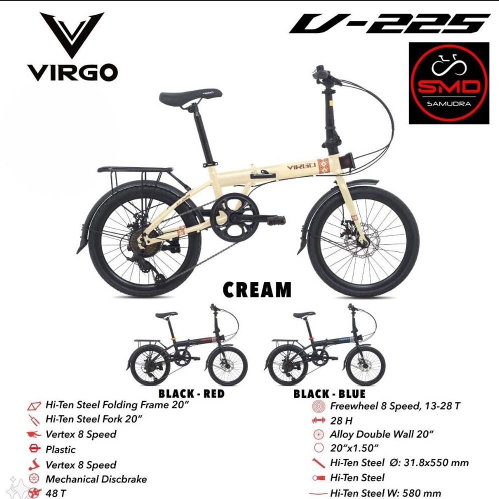 Sepeda Lipat Folding 20 Inch Merk Virgo V225 By Pacific Bike 8Sp BDG