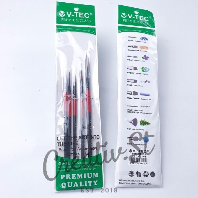 

New Collection !!! V-Tec Kuas Lukis Vt 110 Set 5 Brush Vt-110 Art Brush