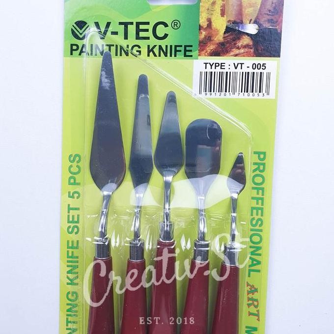

Terlaris !!! V-Tec Painting Knife Paint Knife Pisau Palet Set Isi 5 Vt-005