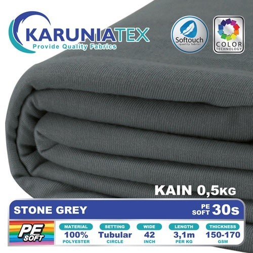 Kain Kaos PE Soft 30s Kiloan | Stone Grey | Karunia Textile
