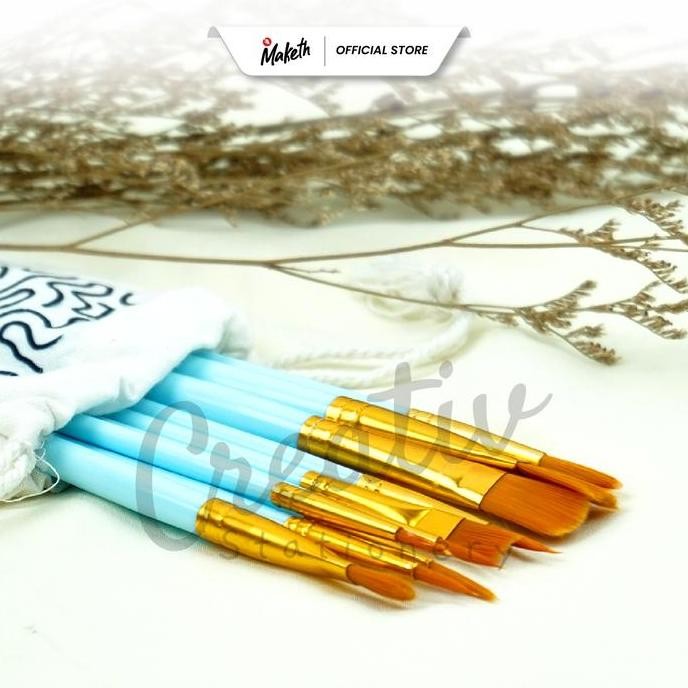 

New Collection !!! Kuas Lukis Set Lengkap Round Flat 10 Pcs Artist Brush [Ptk]