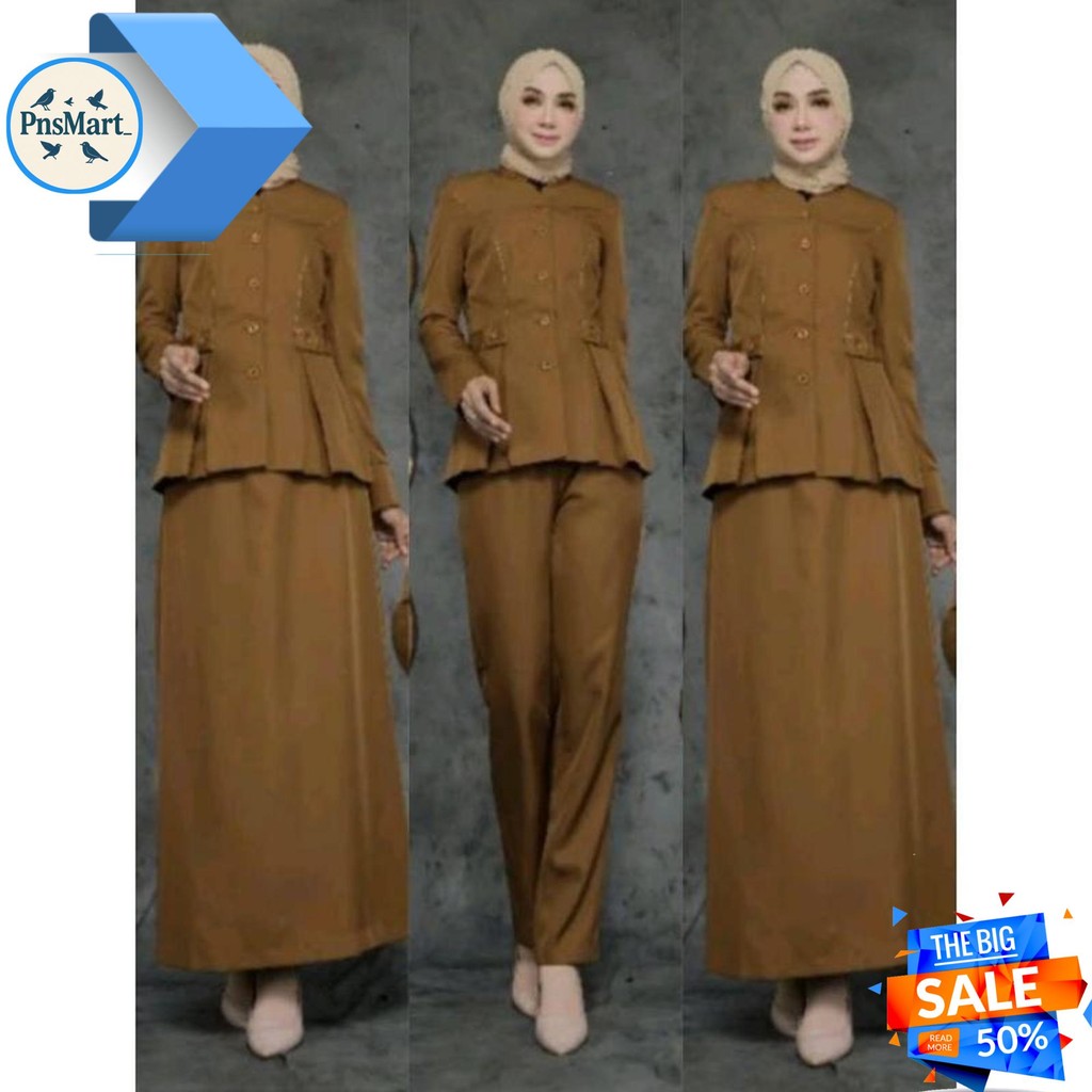 BAJU PEMDA SANGHAI SUSUN STANDARD /  TUNIK PEMDA SANGHAI BELAH  FREE HIJAB