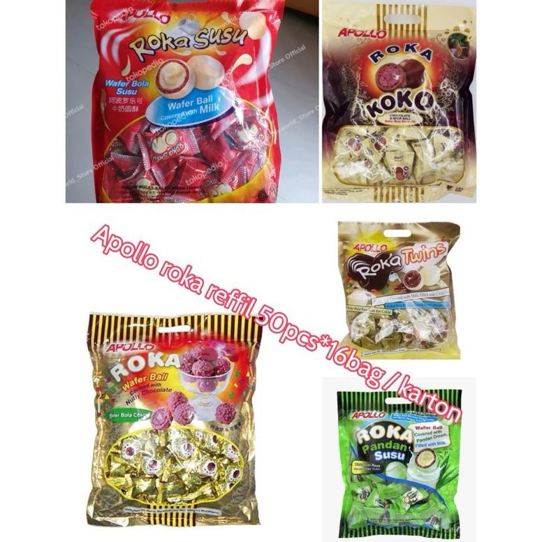 

READY STOK [500GR] S060 | APOLLO ROKA WAFER BOLA Isi 50pc | Naraya Apollo Roka Wafer Ball Chocolate Netto 300gr Siap kirim