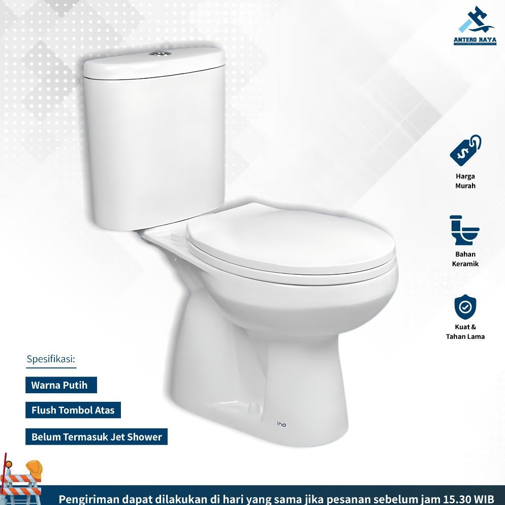 NEW Closet Duduk Toilet WC INA CX100 Otomatis Original Warna Putih