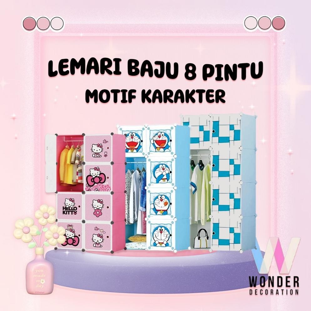 Lemari Pakaian 8 Pintu Lemari Plastik 8 Pintu Lemari Karakter Lemari Motif Karakter -Wonderdekorasi