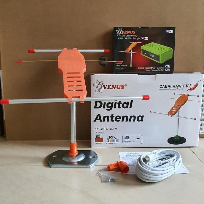 PAKET ANTENA VENUS CABAI RAWIT V3 + STB DVBT2 VENUS MINI CR/ MINI BRIO