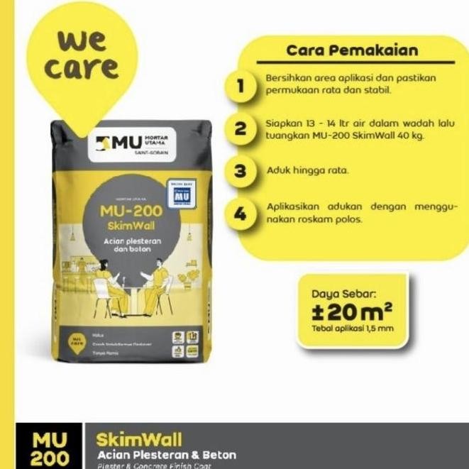 MORTAR UTAMA MU 200 ACIAN PLESTER & BETON SKIMWALL MU200 - 40KG