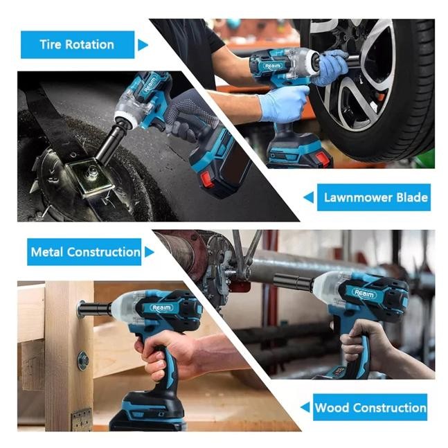 HJK CODCordless Impact Wrench 588V 680N/M Bor Impact Baterai 2 Baterai Impek Baterai Kunci Wrench Re