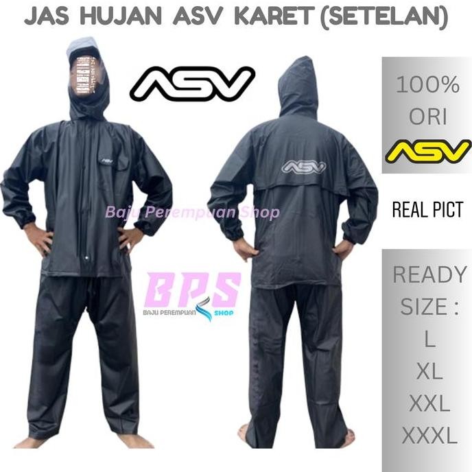 Jas Hujan ASV Karet Rubber Setelan Jaket Celana Mantel Mantol Raincoat ASV Ori