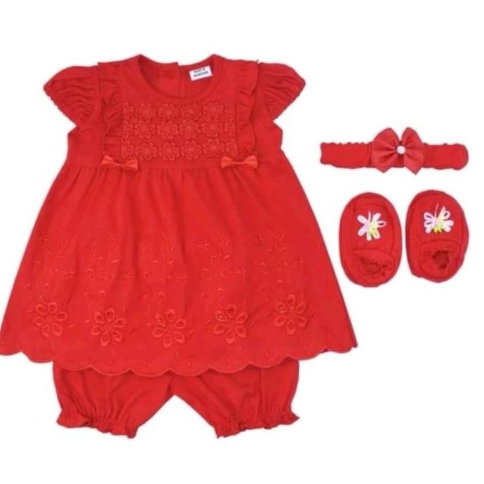 Murah Dress Bayi Perempuan Newborn Putih/Baju Aqiqah Bayi Putih Set