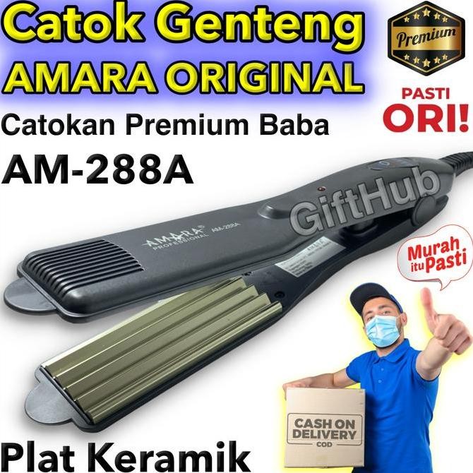 Catok Amara Plat Genteng Lebar Tipe AM 288A Hair Styling Pengembang Rambut Zig Zag atau Baba Curly W