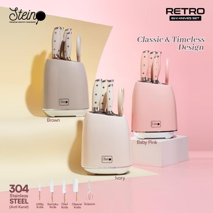 

Terlaris Stein Retro Holder Knives 6 Pcs - Pisau Set + Holder