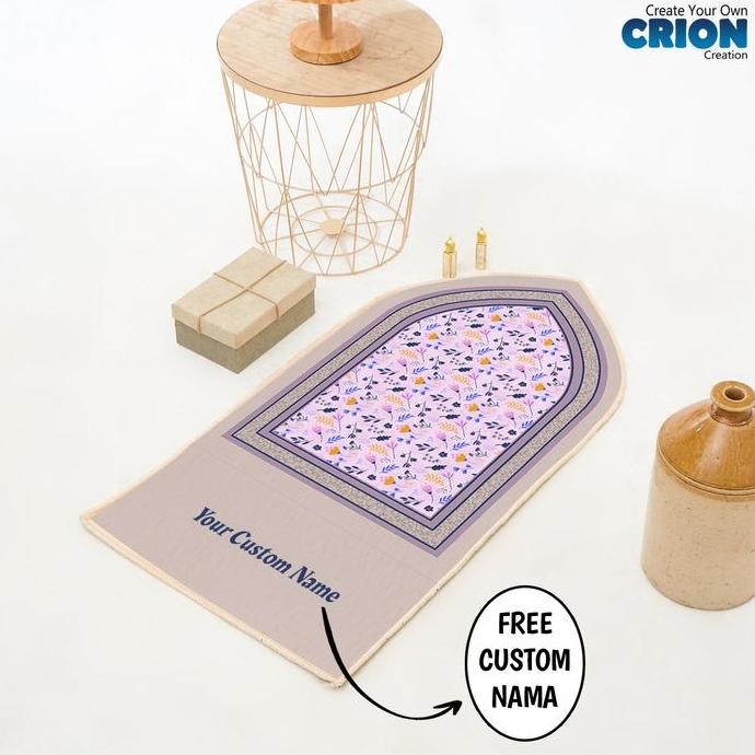 new Sajadah kubah dewasa tebal dengan bulu halus motif flower - bisa custom nama - by Crion murah