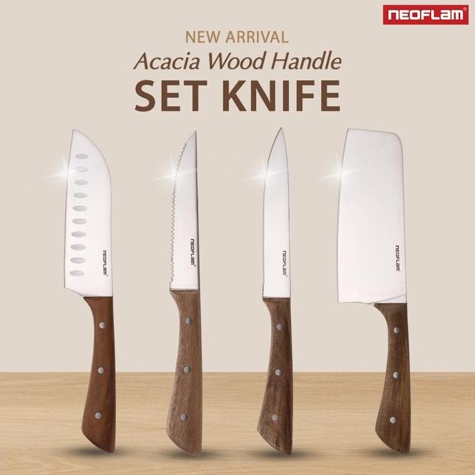 

Terlaris Neoflam Acacia Knife / Pisau Dapur / Pisau Gagang Kayu Akasia