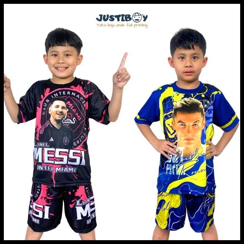SETELAN BAJU BOLA ANAK MESSI INTER MIAMI / JERSEY ANAK RONALDO AL NASSR USIA 2 -11 TAHUN