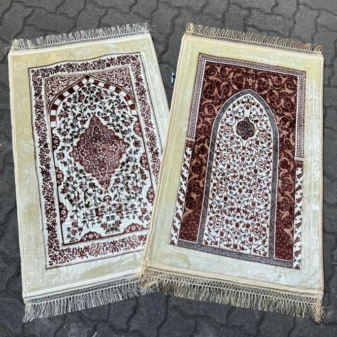 new Sajadah Tebal Turki Putih Turkey Premium Halus Tampilan dan Motif Mewah Ukuran Besar Sejadah Mus