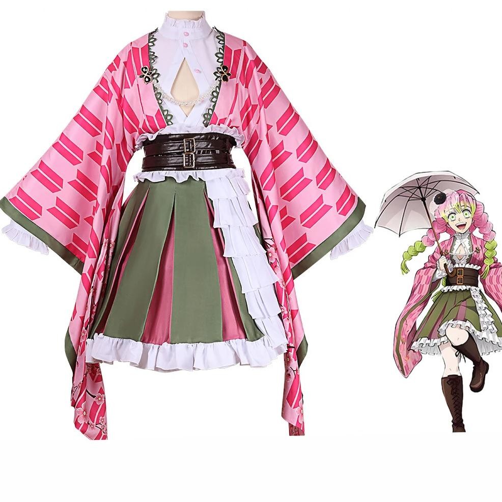 Demon Slayer Kanroji Mitsuri Costume Cosplay For Woman Halloween Costume For Adult