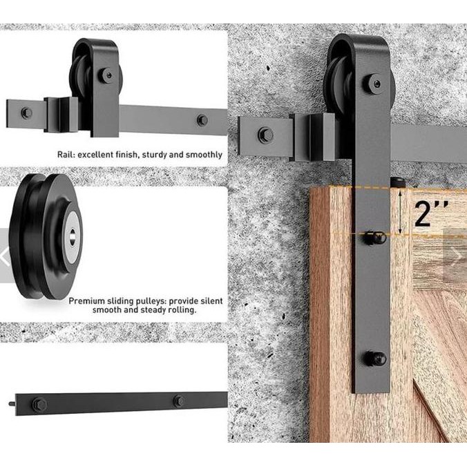 Pintu Geser Barn Door Sliding Besi Rel Pintu Geser Door Track 2 Meter Diskon