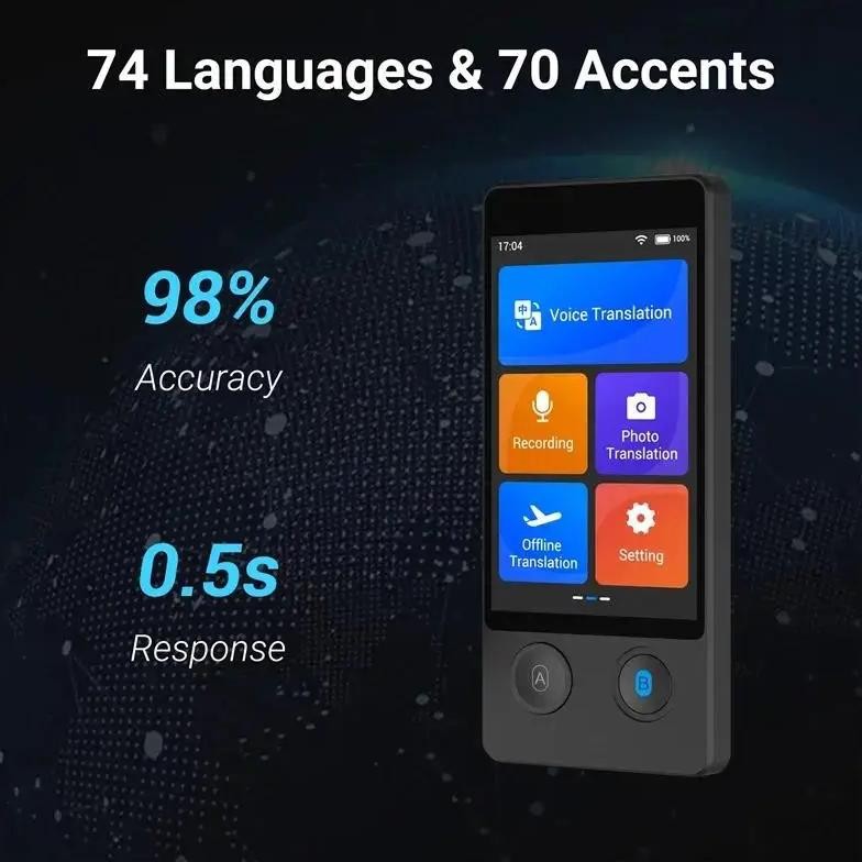 

AI Voice 144 Online Language WIFI Instant Translator Intelligent Real-time Recording Text Photo Travel W12 Business Translation
