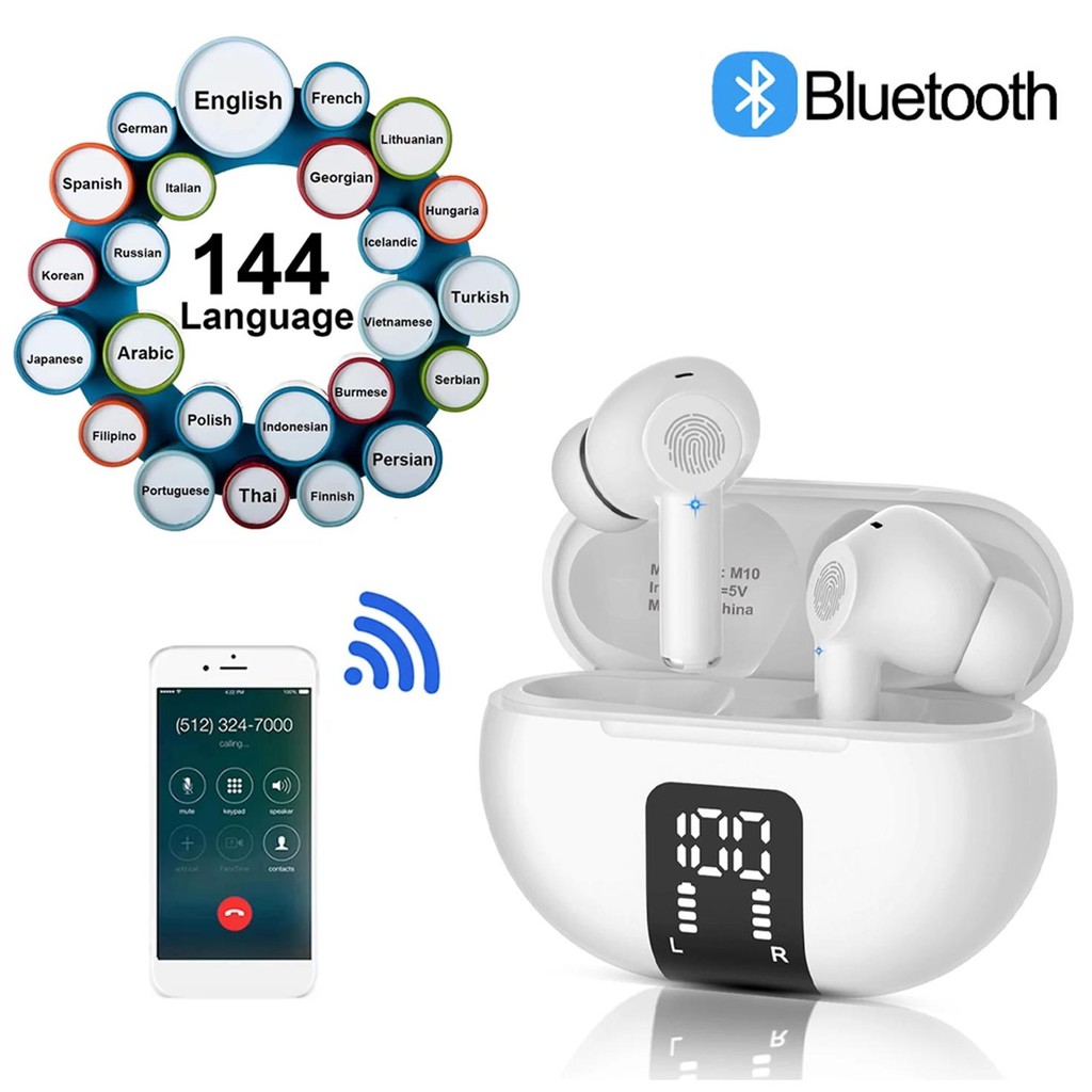 

Translation Earbuds Two Way Real-time Translator Earbuds in 144 Languages 3-in-1 Voice Translator in Ear Earbuds for Learning